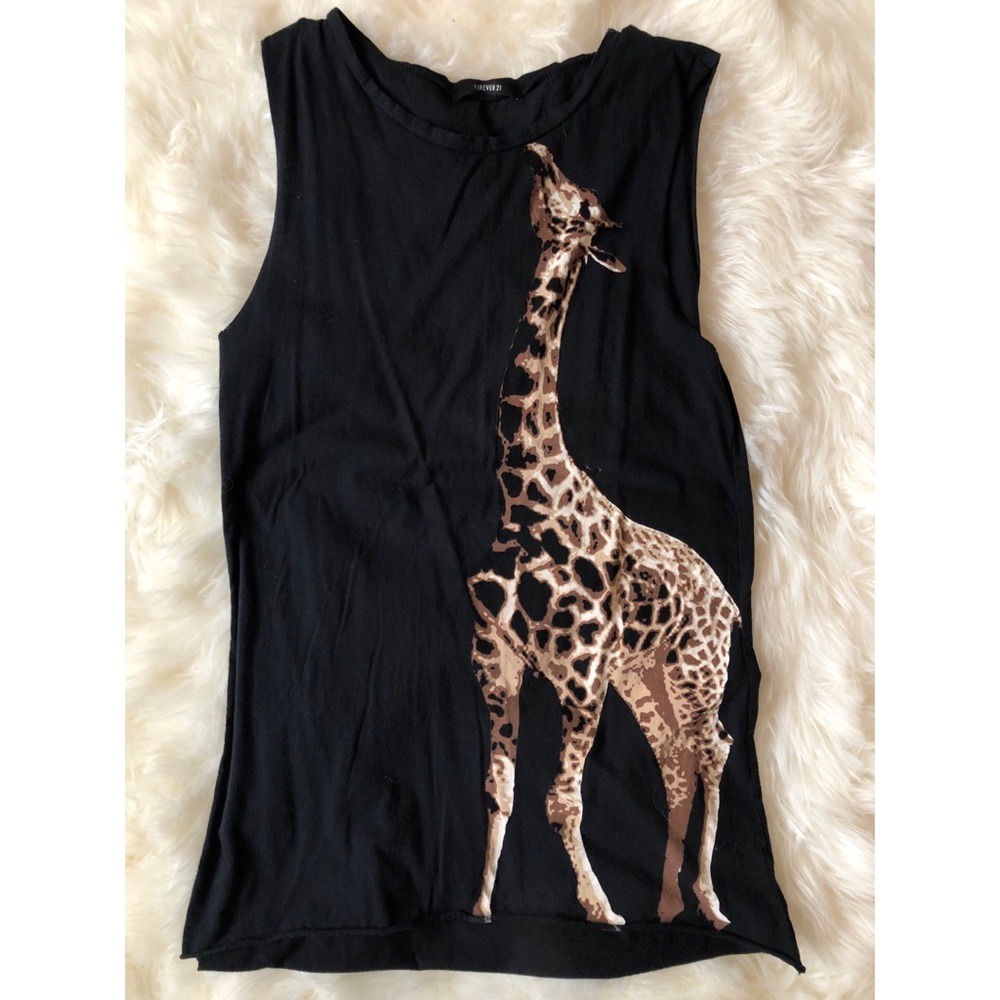Forever 21 black giraffe mini tank dress